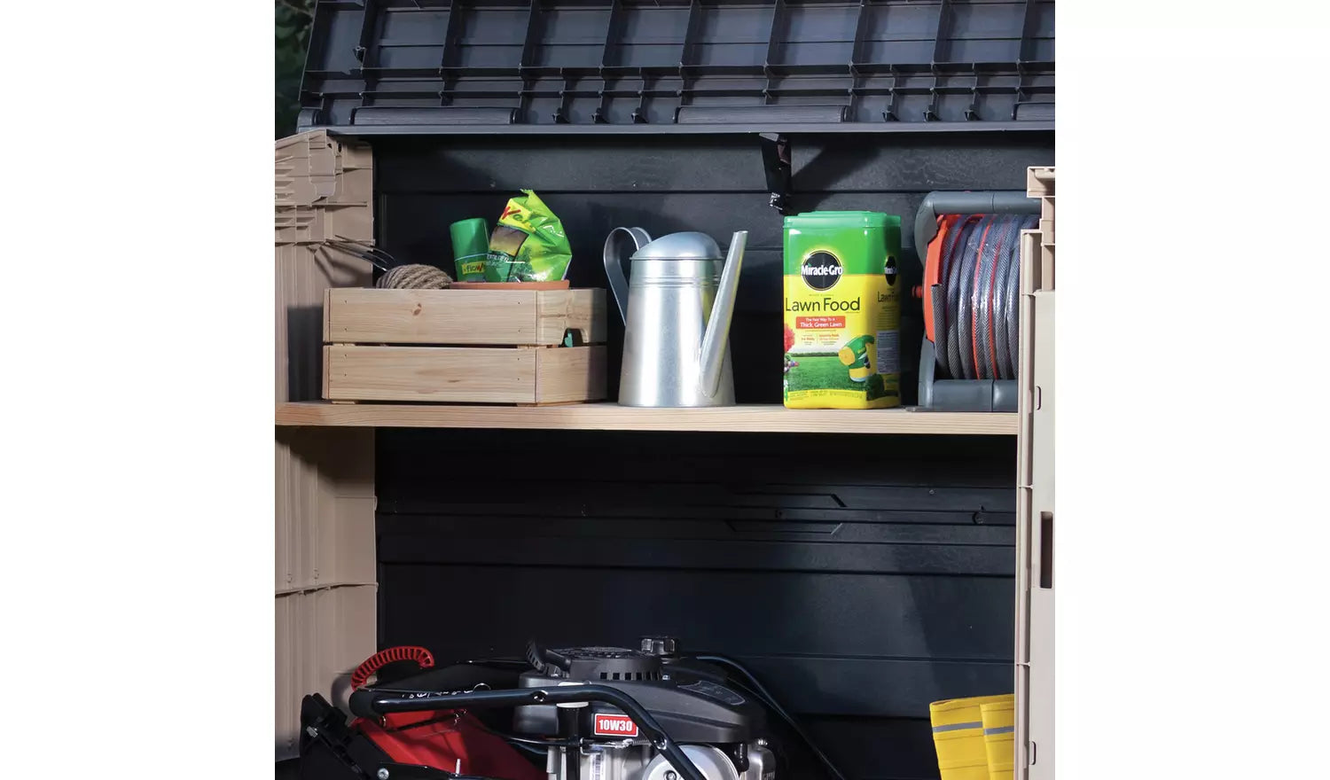 Keter Store-It-Out Midi 880L Plastic Garden Storage β Beige & Brown - Image 11